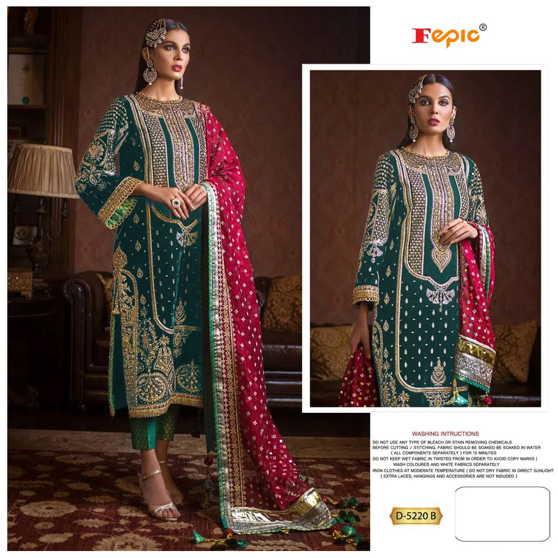 Fepic Rosemeen D 5220 B Velvet With Heavy Embroidery Work Stylish Designer Wedding Look Salwar Kameez