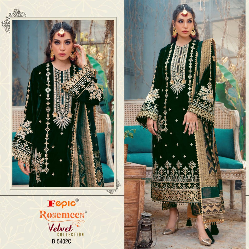 Fepic Rosemeen D 5402 C Velvet With Heavy Beautiful Embroidery Work Stylish Designer Wedding Look Salwar Kameez