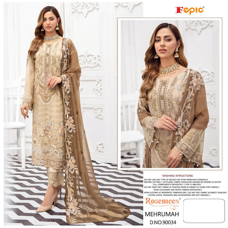 Fepic Rosemeen Mehrumah Fox Georgette Embroidered Pakistani Style Party Wear Salwar Suits