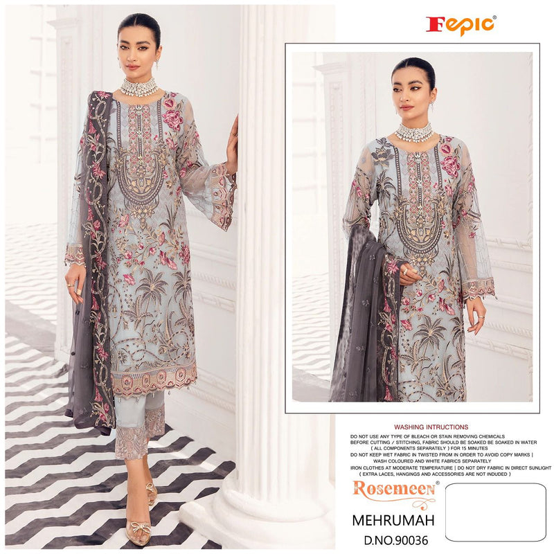 Fepic Rosemeen Mehrumah Fox Georgette Embroidered Pakistani Style Party Wear Salwar Suits