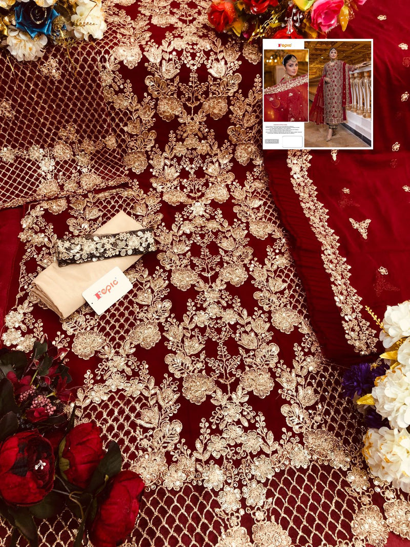 Fepic Rosemeen R 9103 Georgette Embroidered Pakistani Style Wedding Wear Salwar Suit