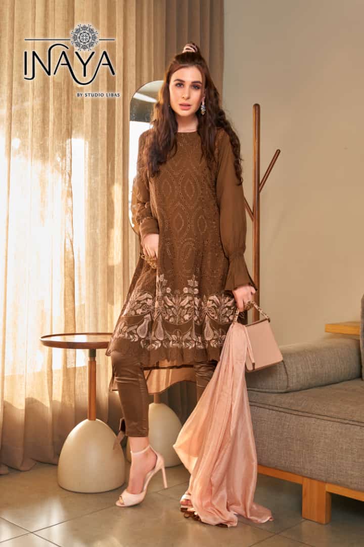 Inaya Rosettes Collection Georgette With Heavy Embroidery Work Stylish Designer Pakistani Fancy Kurti