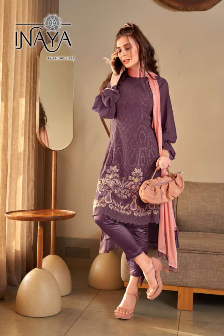Inaya Rosettes Collection Georgette With Heavy Embroidery Work Stylish Designer Pakistani Fancy Kurti