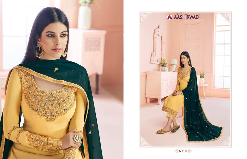 Aashirwad Creation Rosy Embroidered Heavy Occasional Wear Collection In Georgette