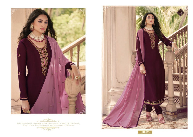 Tanishk fashion Dno 3601 to 3608 Crepe With Embroidery Work Stylish Designer Party Wear Salwar Kameez