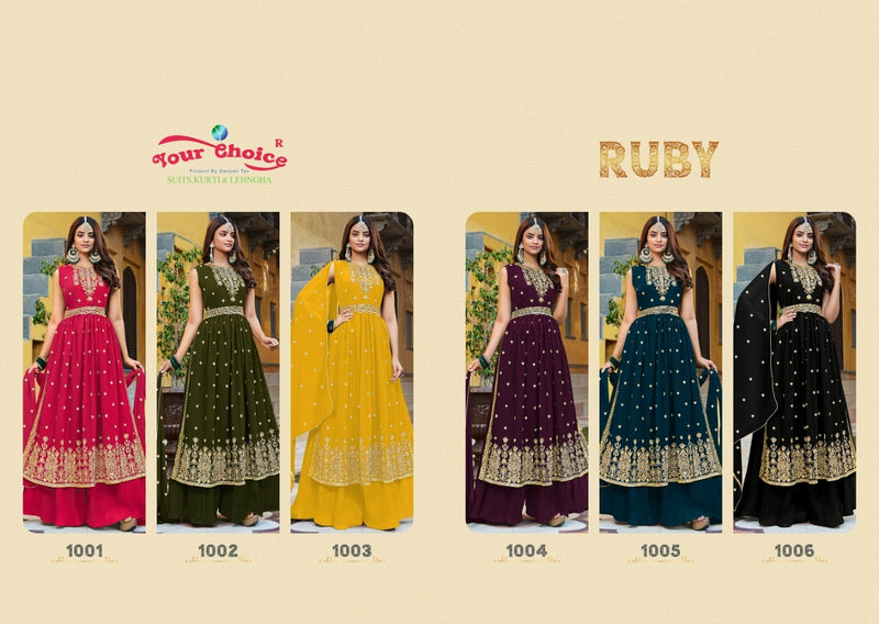 Your Choice Ruby Georgette With Heavy Embroidery Work Stylish Designer Festive Wear Fancy Kurti