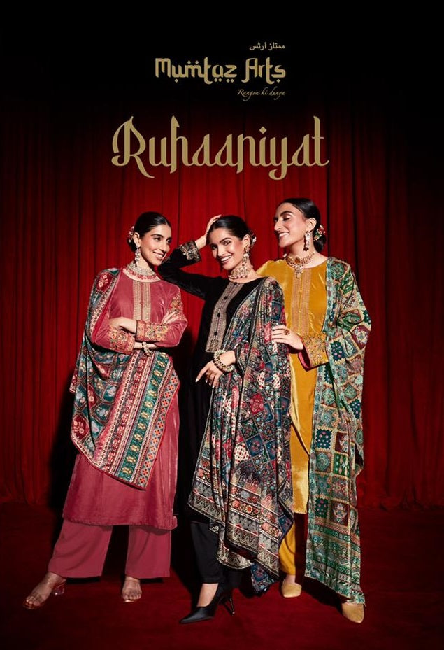 Mumtaz Ruhaaniyat Velvet With Coding Embroidery Work Stylish Designer Party Wear Salwar Kameez