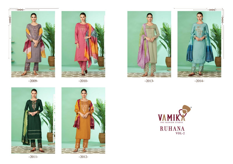 Vamika Ruhana Vol 2 Rayon Designer Festive Wear Kurtis With Bottom & Dupatta