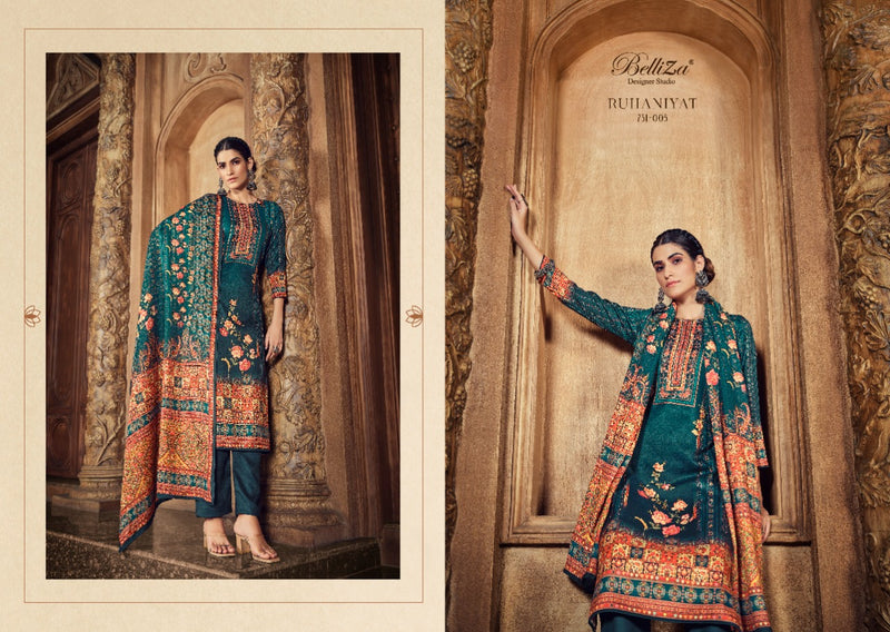 Belliza Ruhaniyat Wool Pashmina With Fancy Printed Work Stylish Designer Festive Wear Salwar Kameez