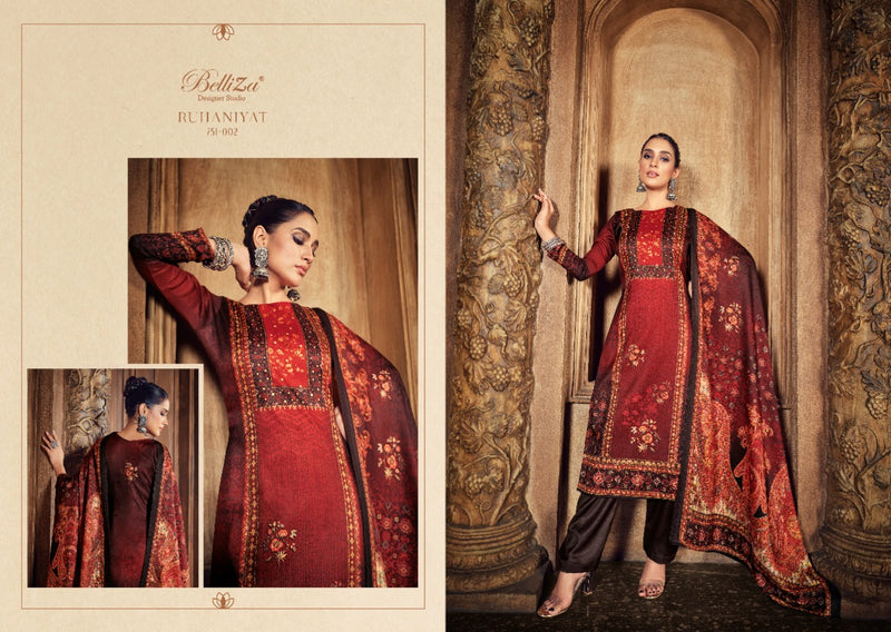 Belliza Ruhaniyat Wool Pashmina With Fancy Printed Work Stylish Designer Festive Wear Salwar Kameez