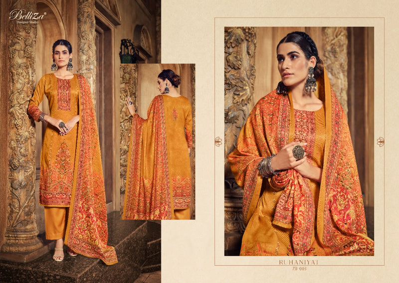 Belliza Ruhaniyat Wool Pashmina With Fancy Printed Work Stylish Designer Festive Wear Salwar Kameez