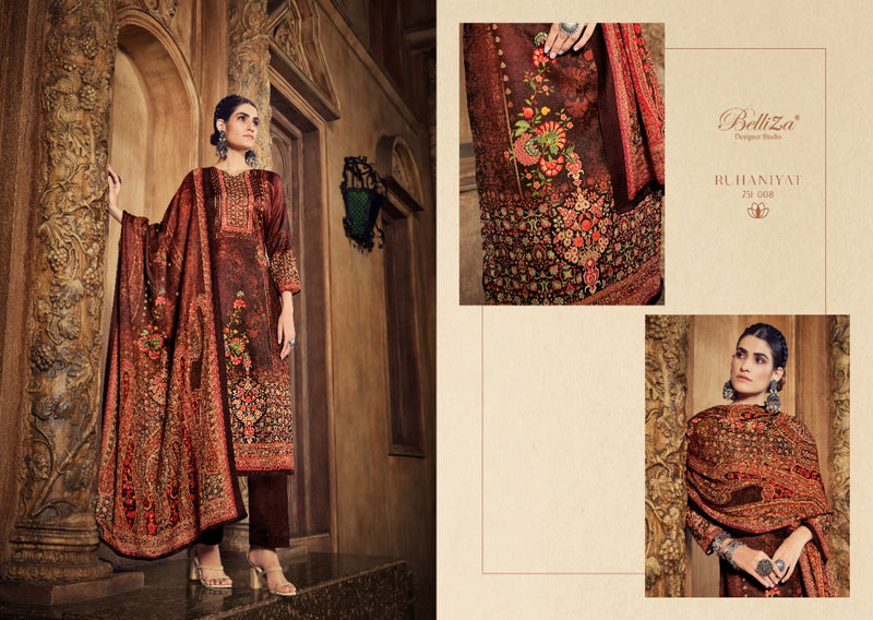 Belliza Ruhaniyat Wool Pashmina With Fancy Printed Work Stylish Designer Festive Wear Salwar Kameez