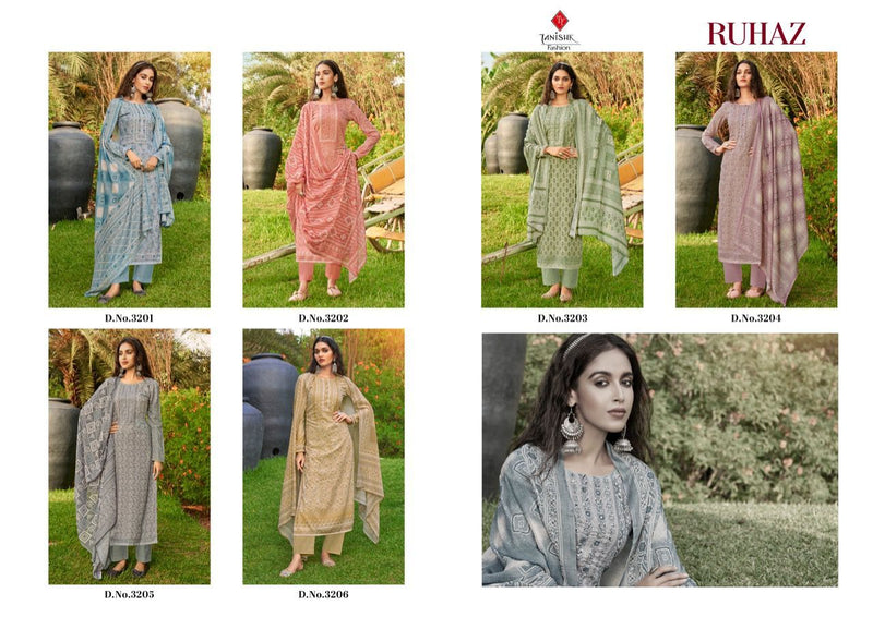 Tanishk Fabs Dno 3201 To 3206 Pure Cotton with Embroidery Work Stylish Designer Party Wear Salwar Suit
