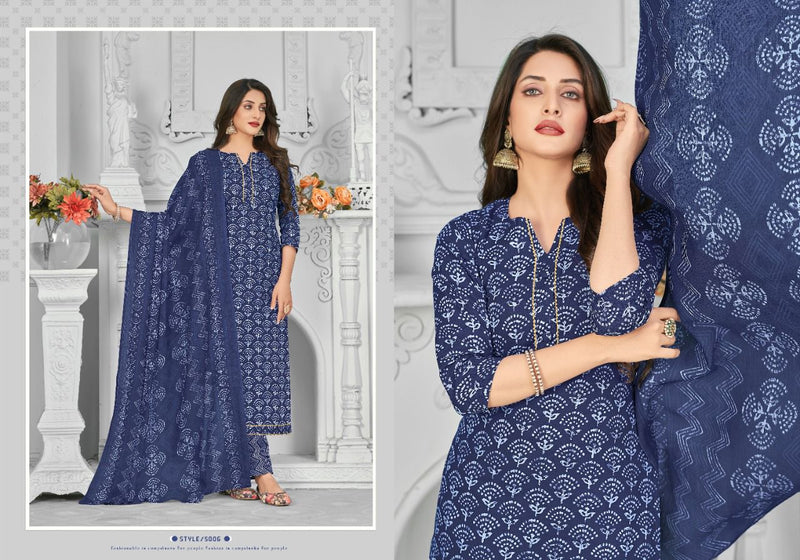 Radha Fabs Dno 01 To 010 Pure cotton With Printed Work Stylish Designer Party wear salwar Suit