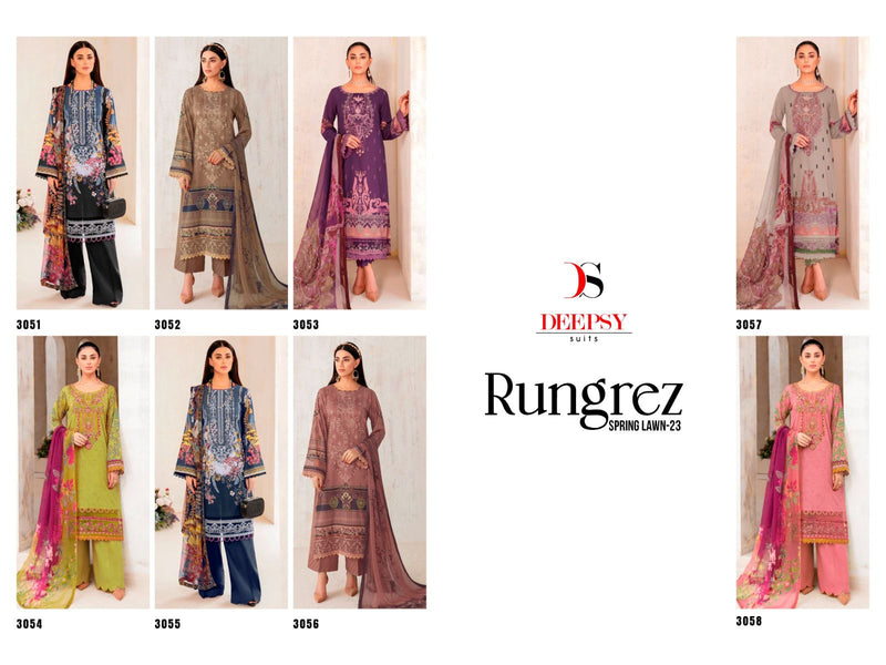 Deepsy Suits Rungrez Spring Lawn 23 Pure Cotton Heavy Self Embroidery Patch Pakistani Salwar Suit