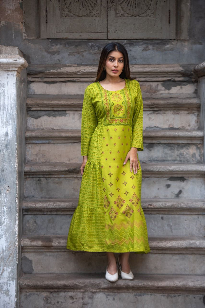 Buy Kanika Fashion Women's Jaipuri Rajasthani Traditional Printed Casual  Cotton Maxi Frock Dress Long Kurti | Anarkali Dress for Women | Rajasthani  Ethnic Designer Wear Kurtis for Girls Multicolour at Amazon.in