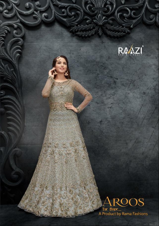 Raazi Aroos 10049 Soft Net Embroidered Handwork Designer Bridal Wear Gown