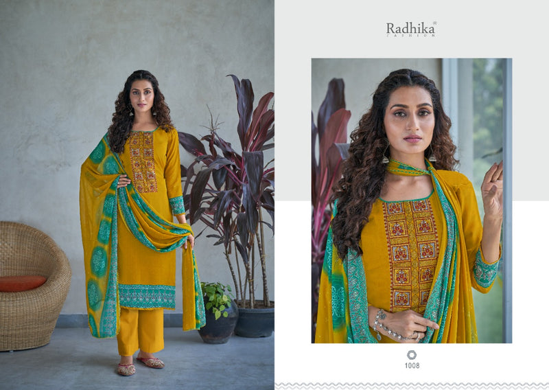 Radhika Fashion Ajrak Crape Print With Embroidery Work Exclusive Pakistani Salwar Kameez