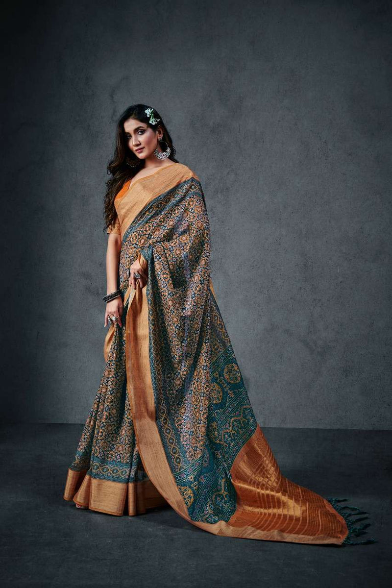 Rajyog Fabrics Aajarakh Silk Soft Cotton With Lagdi Patta Saree