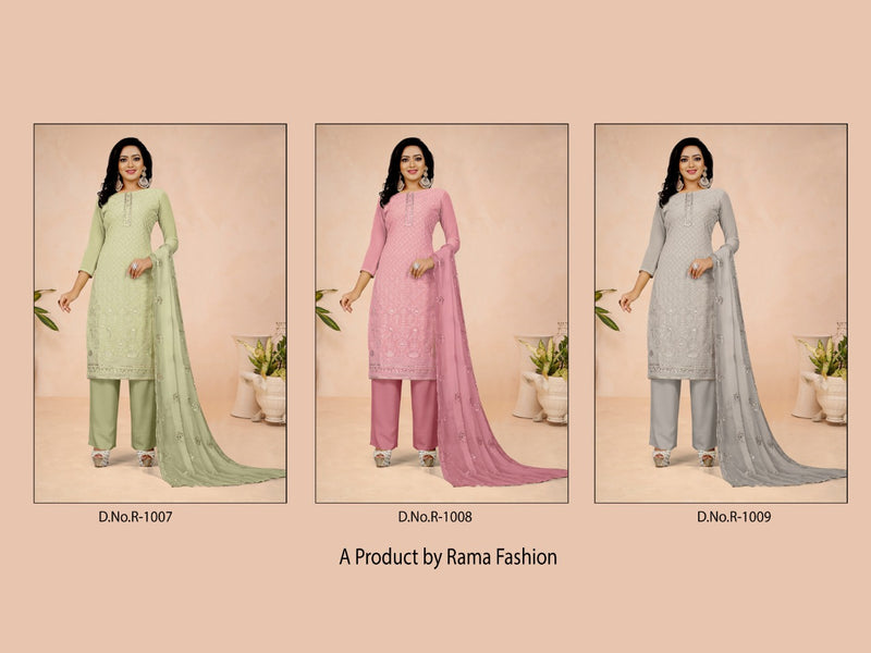 Rama Fashion Launch By D No 1007 To 1009 Georgette With Embroidery Work Casual Wear Salwar Suit