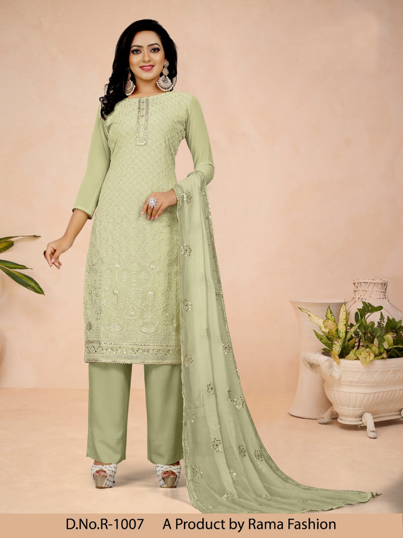 Rama Fashion Launch By D No 1007 To 1009 Georgette With Embroidery Work Casual Wear Salwar Suit