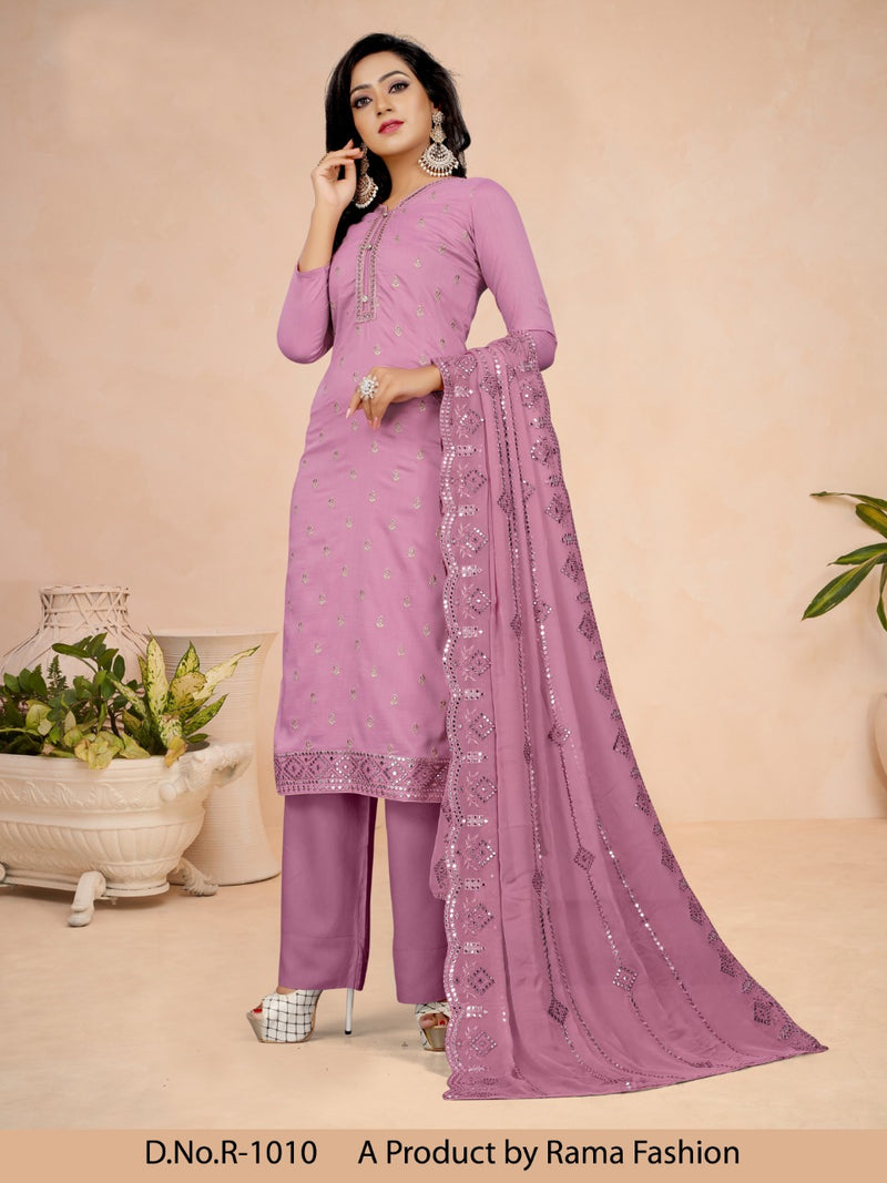 Rama Fashion Launch By D No 1010 To 1012 Muslin With Embroidery Work Fancy Wear Salwar Suits