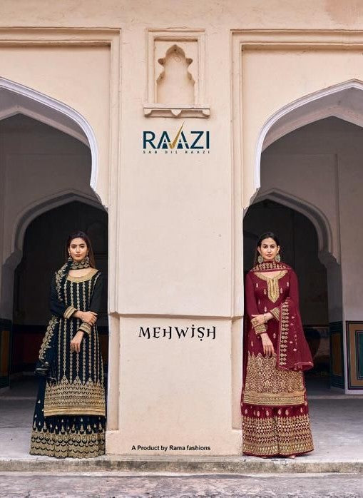 Rama Fashion Raazi Mehwish Dola Jacquard Stone Work Heavy Partywear Suit
