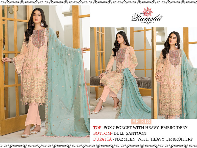 Ramsha R 318 Georgette Designer With Embroidery Work Casual Wear Salwar Kameez With Dupatta
