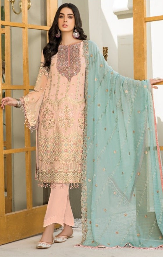 Ramsha R 318 Georgette Designer With Embroidery Work Casual Wear Salwar Kameez With Dupatta