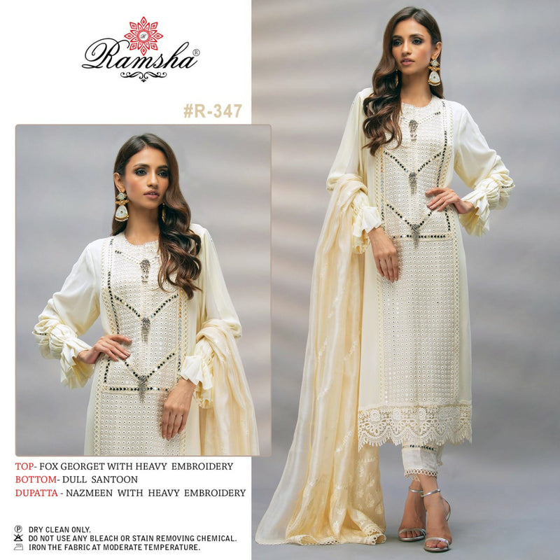 Ramsha R 347 Georgette With Heavy Embroidery Work Exclusive Casual Wear Salwar Kameez