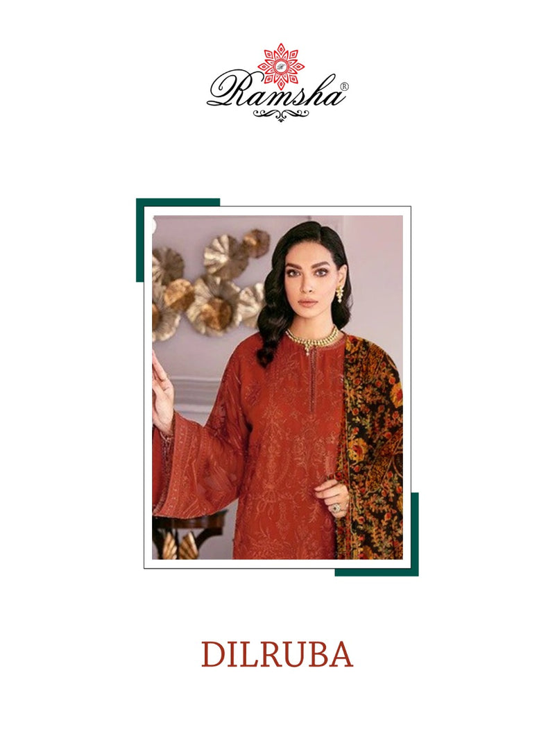 Ramsha Suit Dilruba Georgette Heavy Embroidery Handwork Pakistani Salwar Kameez