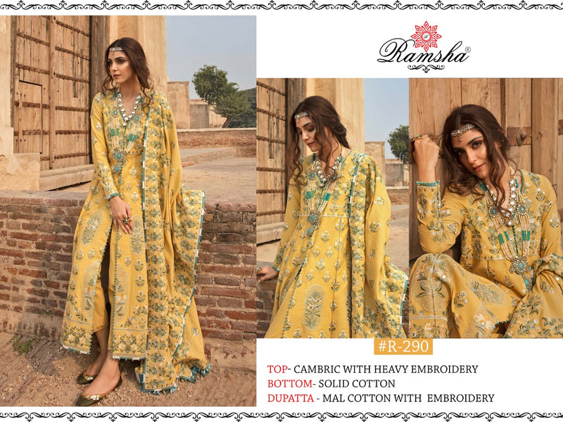Ramsha Suit R 289 & R 290 Cambric Cotton Embroidery Handwork Pakistani Salwar Suits