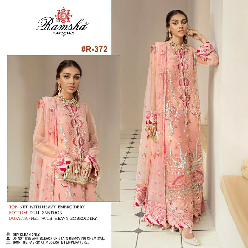 Ramsha Suit R 372 Net Embroidered Work Stylish Pakistani Salwar Kameez