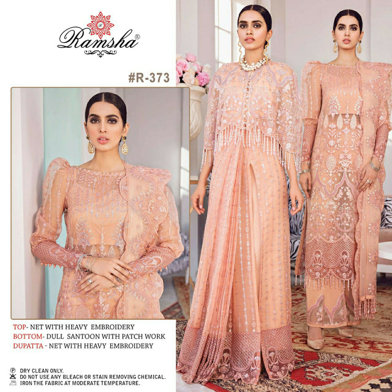 Ramsha Suit R 373 Net Embroidery Work Partywear Salwar Suit