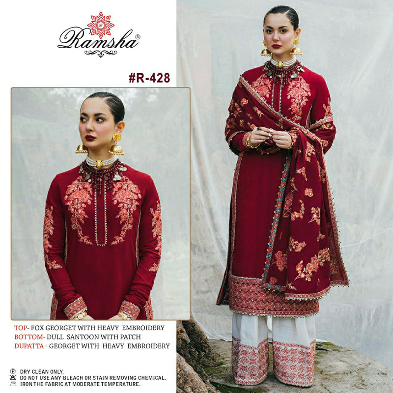 Ramsha Suit R 428 Georgette Heavy Embroidered Work Pakistani Salwar Suit