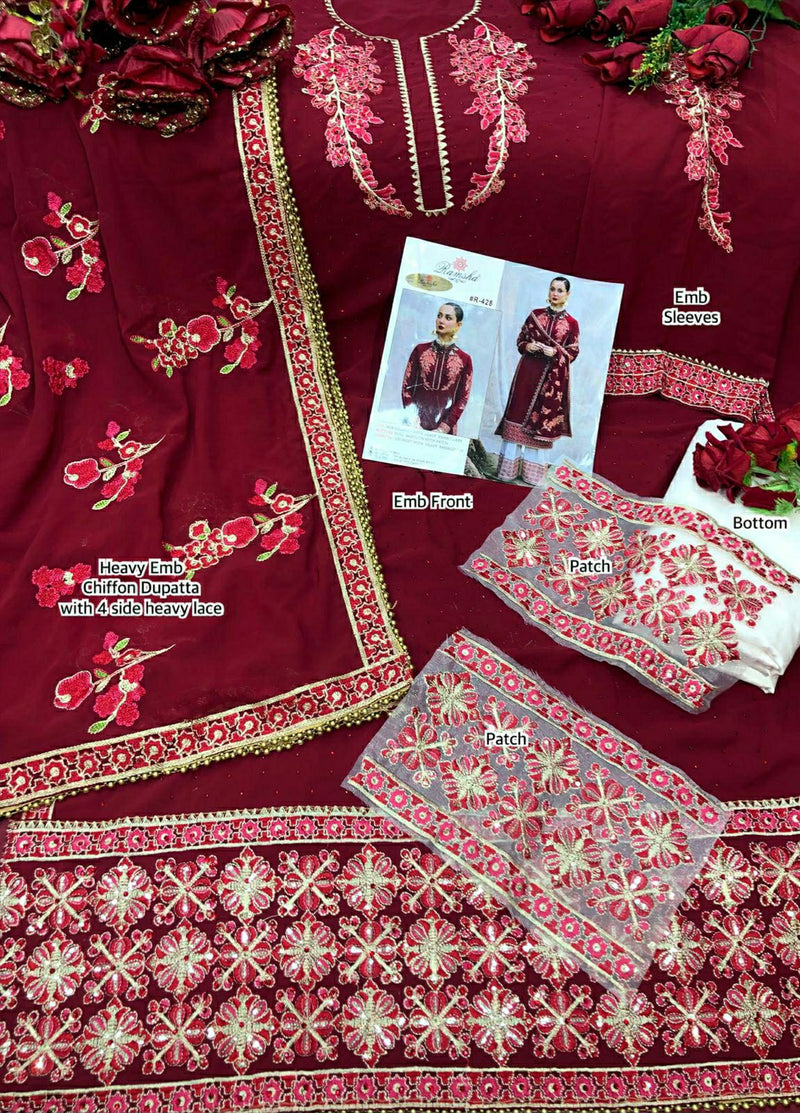 Ramsha Suit R 428 Georgette Heavy Embroidered Work Pakistani Salwar Suit