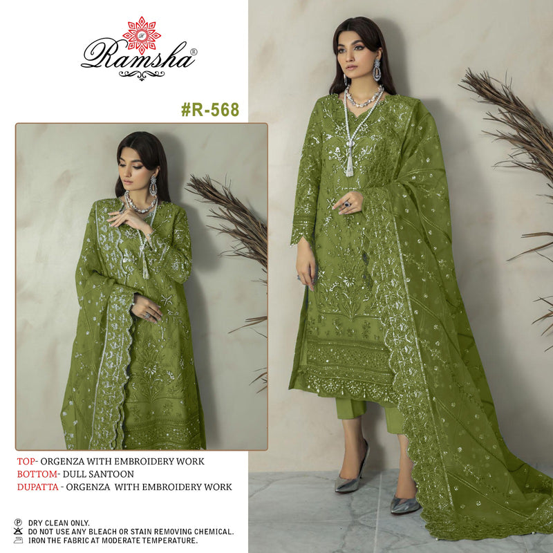 Ramsha Suit R 568 Organza Embroidered Work Stylish Designer Pakistani Suit