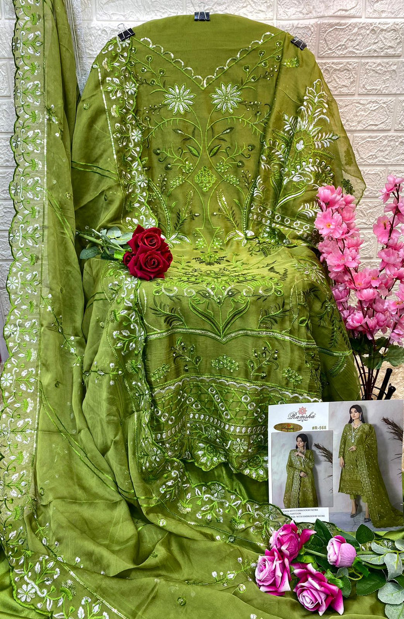 Ramsha Suit R 568 Organza Embroidered Work Stylish Designer Pakistani Suit