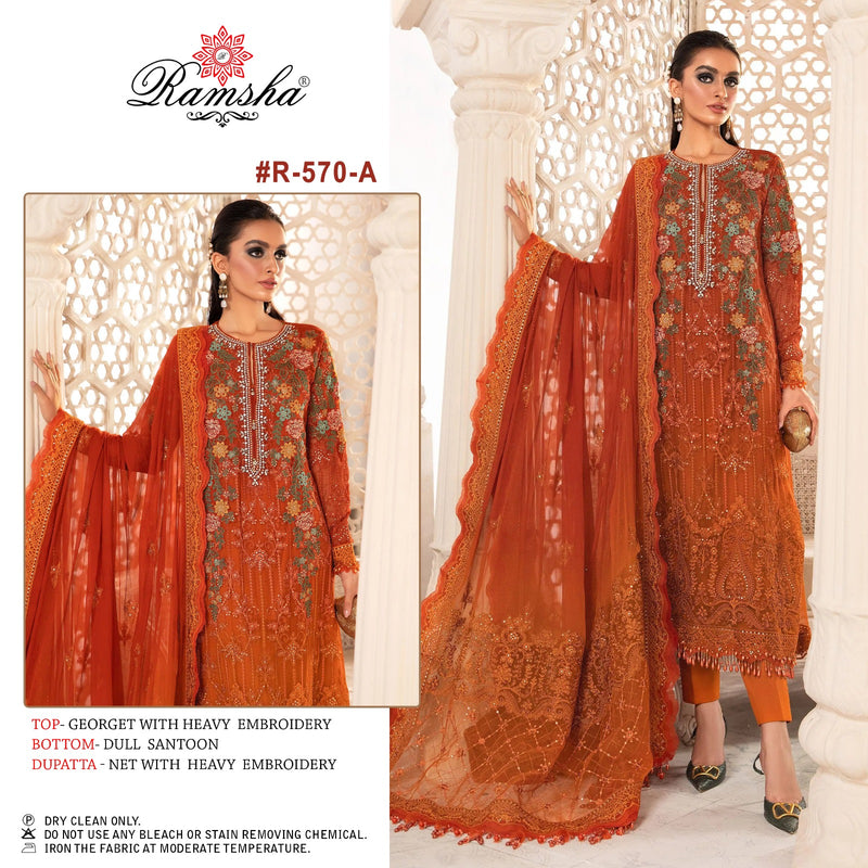 Ramsha Suit R 570 Nx Georgette Embroidered Pakistani Salwar Kameez