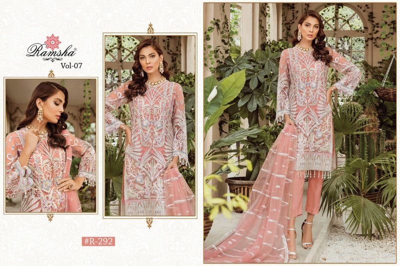 Ramsha Suit Ramsha Vol 7 R 291 To R 294 Georgette Net Heavy Embroidery Work Salwar Kameez