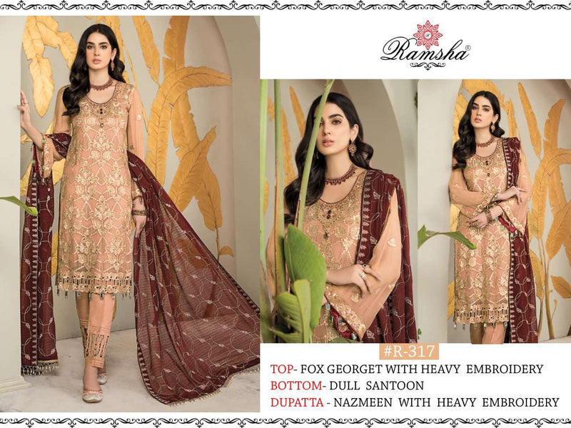 Ramsha Vol 13 Series 315-318 Georgette With Heavy Embroidery Work Pakistani Salwar Suits