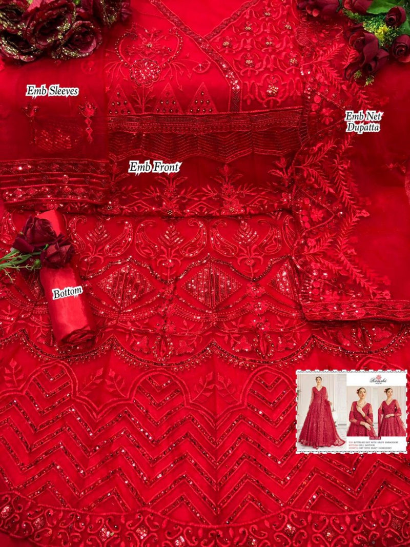 Ramsha Vol 17 R 331 To R 334 Net With Heavy Embroidery Work Exclusive Wedding Wear Salwar Kameez