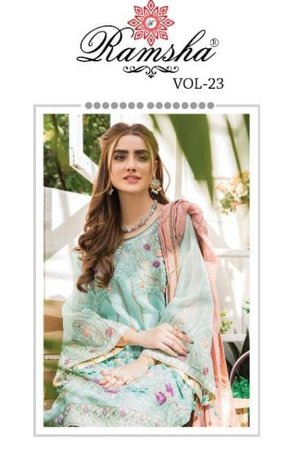 Ramsha Vol 23 Georgette Heavy Embroidery Work Pakistani Salwar Kameez