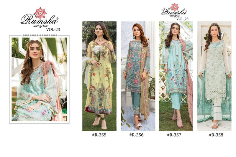 Ramsha Vol 23 Georgette Heavy Embroidery Work Pakistani Salwar Kameez