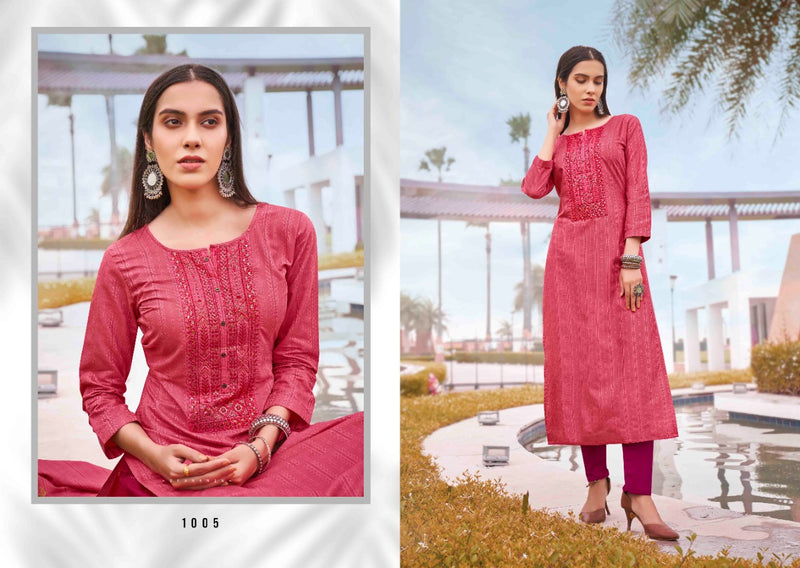 Rangoon Launch By Light Line Vol 8 Silk With Neck Work Exclusive Straight Casual Wear Kurtis