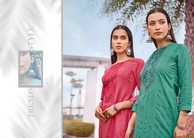 Rangoon Launch By Light Line Vol 8 Silk With Neck Work Exclusive Straight Casual Wear Kurtis