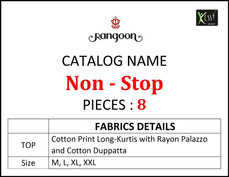 Rangoon Launch By Non Stop Rayon Printed Exclusive Long Straight Exclusive Kurti With Bottom