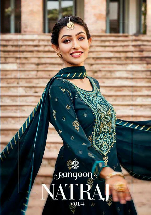 Rangoon Launch Natraj Vol 4 Rayon Printed With Embroidery Work Exclusive Readymade Salwar Suits