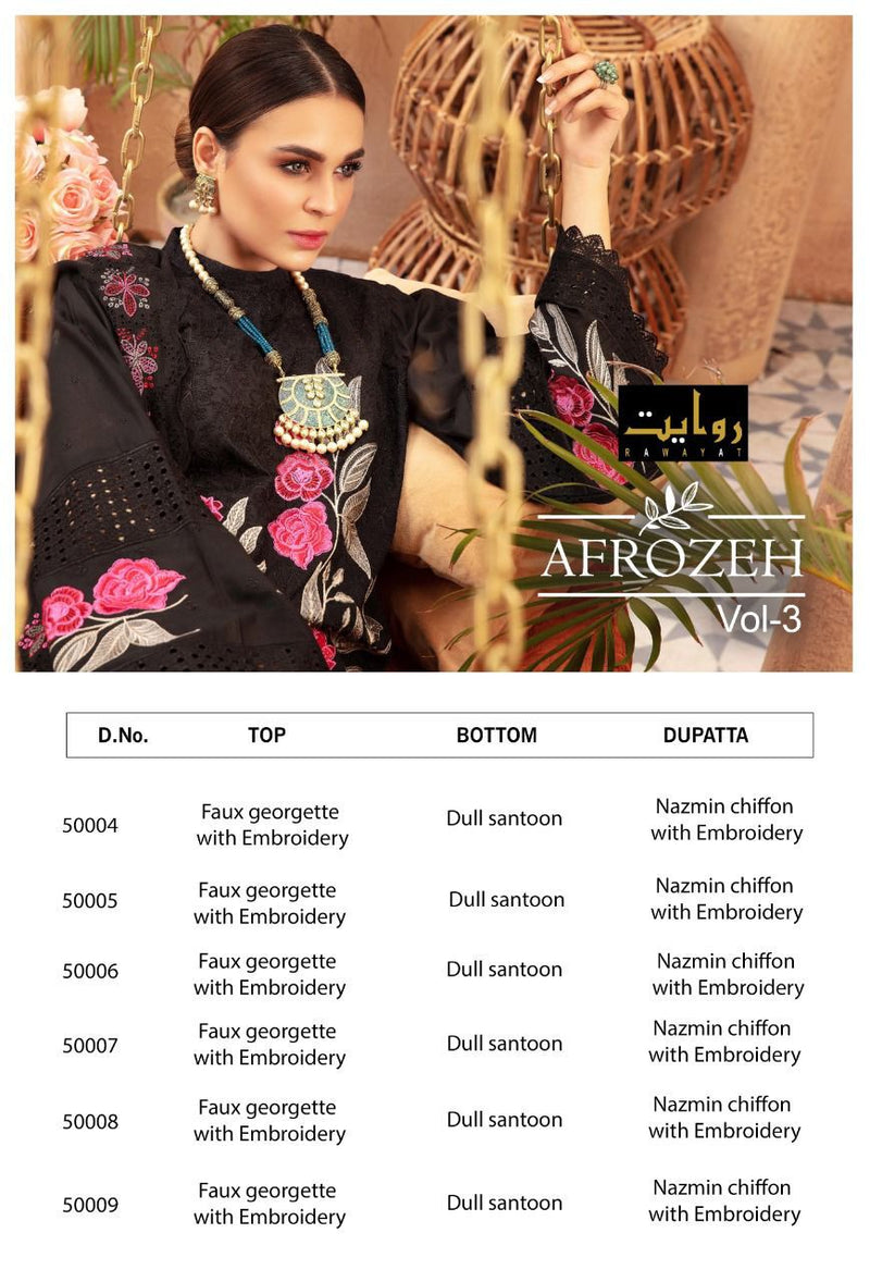 Rawayat Afrozeh Vol 3 Faux Georgette With Embroidery Work Pakistani Salwar Kameez