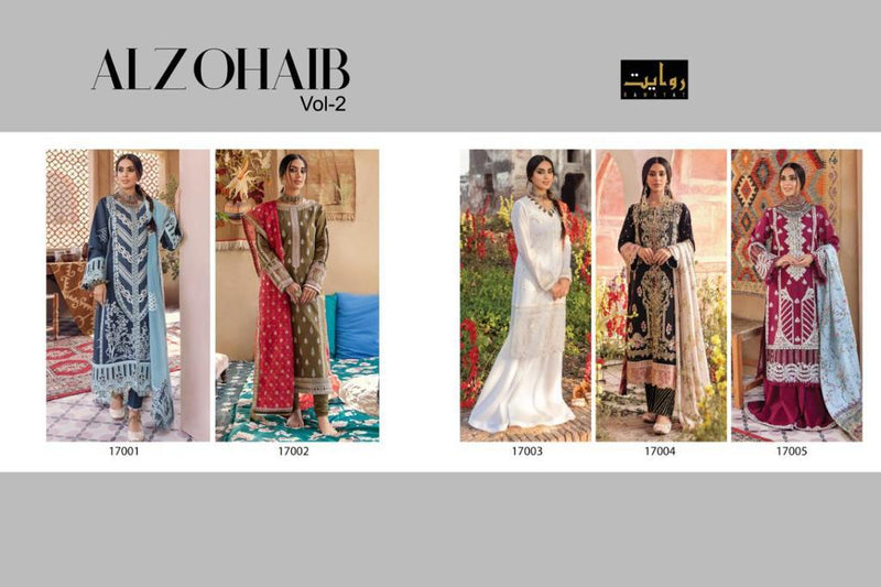 Rawayat Fashion Al Zohaib Vol 2 Lawn Cotton With Embroidery Work Excluisve Party Wear Salwar Suits